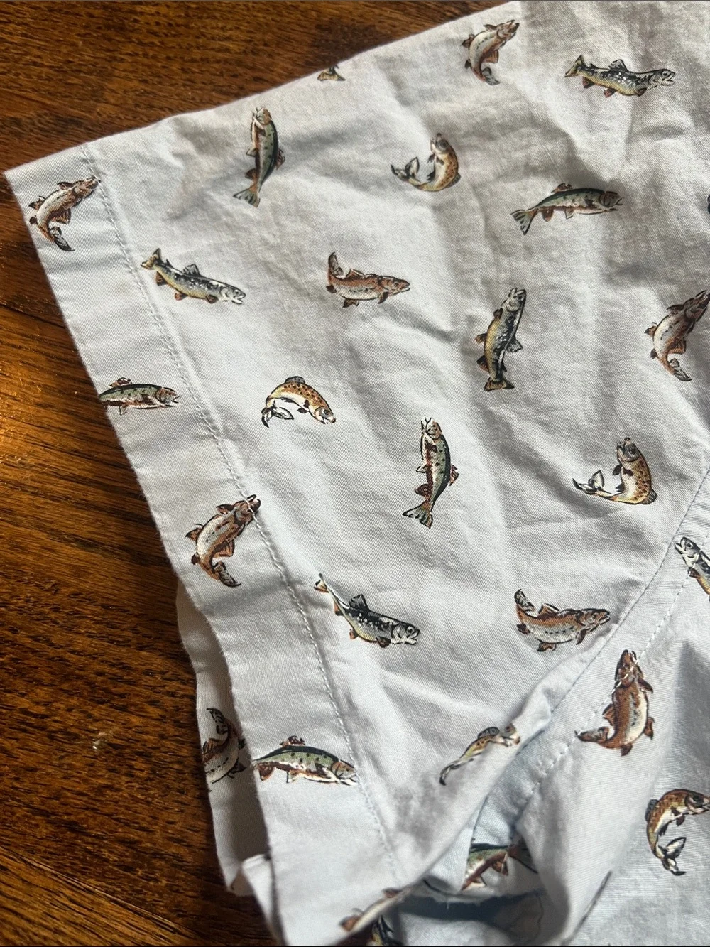 J. Crew Pale Blue Short-Sleeve Button-Down Shirt with Bass Print